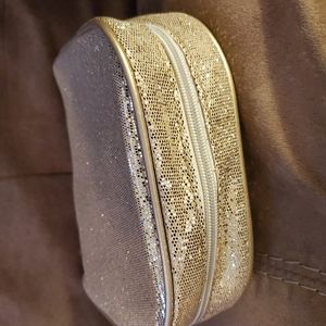 Glittery gold zipper makeup bag